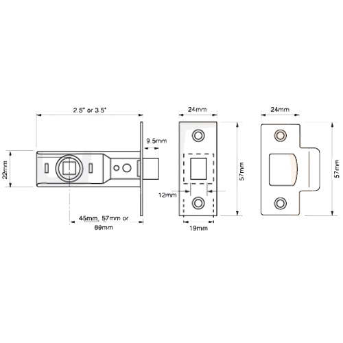 Union Essential Mortice Tubular Latch