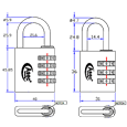 ASEC Coloured Aluminium Open Shackle Combination Padlock