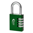 ASEC Coloured Aluminium Open Shackle Combination Padlock