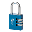 ASEC Coloured Aluminium Open Shackle Combination Padlock