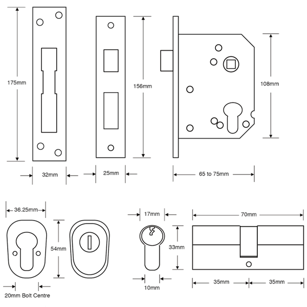 ASEC BS3621 Double Euro Mortice Sashlock