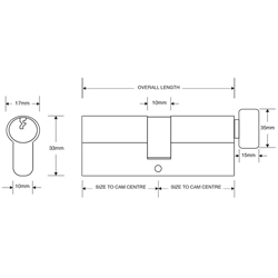 ASEC Kite Elite 3 Star Snap Resistant Euro Key & Turn Cylinder