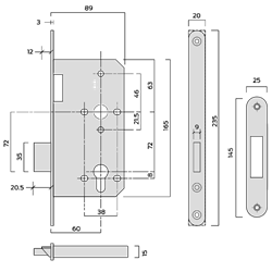 ASEC DIN Standard Mortice Euro Deadcase
