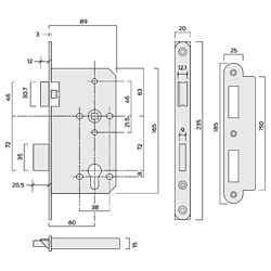 ASEC DIN Standard Mortice Euro Sashcase