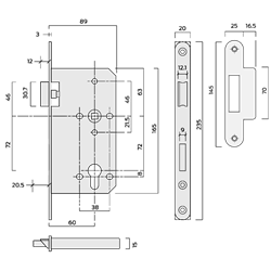 ASEC DIN Standard Mortice Latch