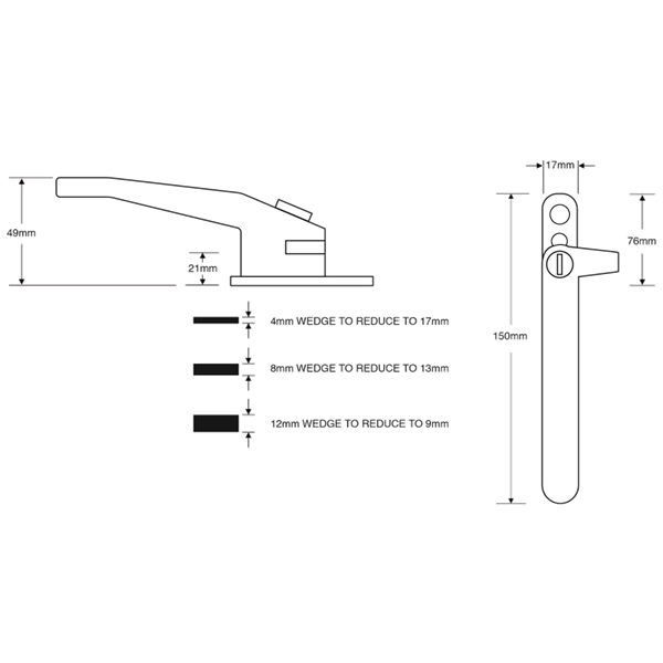 ASEC Adjustable Cockspur Handle Kit (9mm - 21mm)