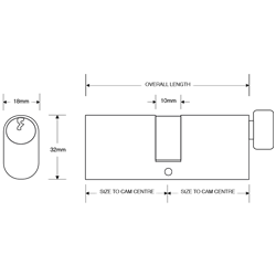 ASEC 6-Pin Oval Key & Turn Cylinder