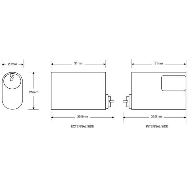 ASEC 6-Pin Scandinavian Oval External / Internal Cylinder