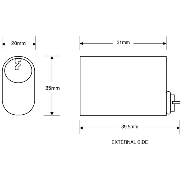 ASEC 6-Pin Scandinavian Oval External Cylinder
