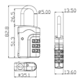ASEC Open Shackle Recodable Combination Padlock
