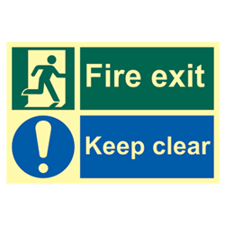 ASEC `Fire Escape Keep Clear` Sign Photoluminescent 300mm x 200mm
