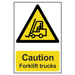 ASEC `Caution: Forklift Trucks` Sign 200mm x 300mm