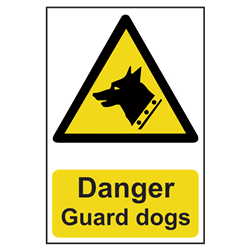 ASEC `Danger: Guard Dogs` Sign 200mm x 300mm