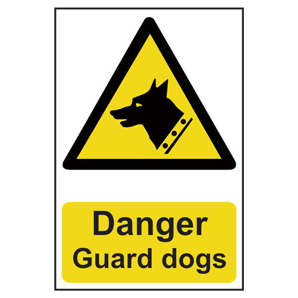ASEC `Danger: Guard Dogs` Sign 200mm x 300mm