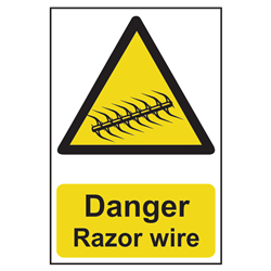 ASEC `Danger: Razor Wire` Sign 200mm x 300mm