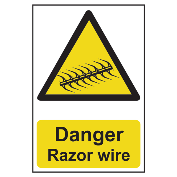 ASEC `Danger: Razor Wire` Sign 200mm x 300mm