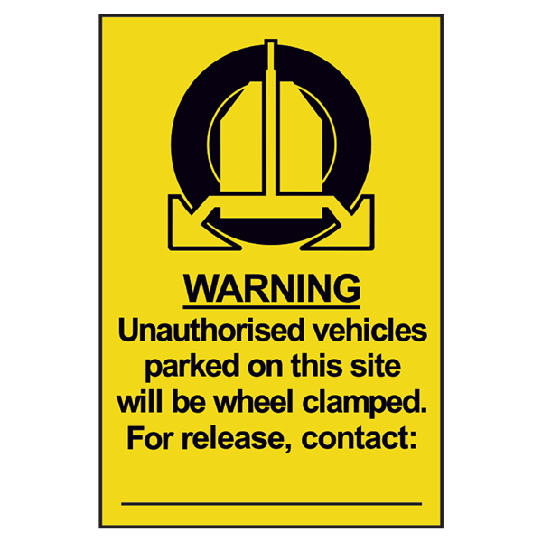 ASEC `Unauthorised Vehicles Will Be Clamped` Sign 200mm x 300mm