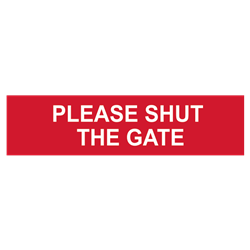 ASEC `Please Shut The Gate` Sign 200mm x 50mm
