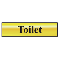 ASEC `Toilet` 200mm x 50mm Metal Strip Self Adhesive Sign Gold