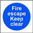 ASEC `Fire Escape Keep Clear` Sign 100mm x 100mm