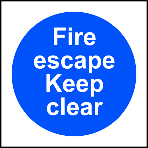 ASEC `Fire Escape Keep Clear` Sign 100mm x 100mm