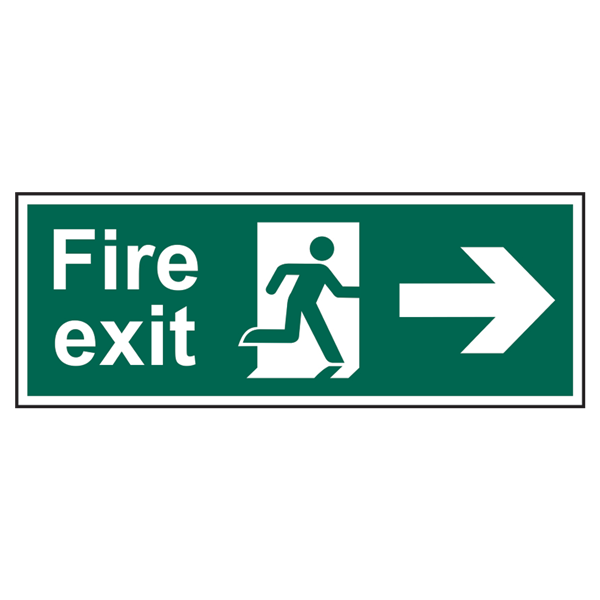 ASEC Fire Exit Arrow Direction Sign 400mm x 150mm
