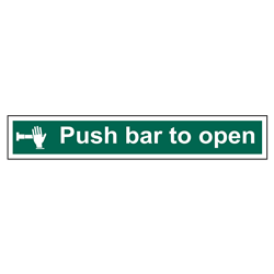 ASEC `Push Bar To Open` Sign 600mm x 100mm