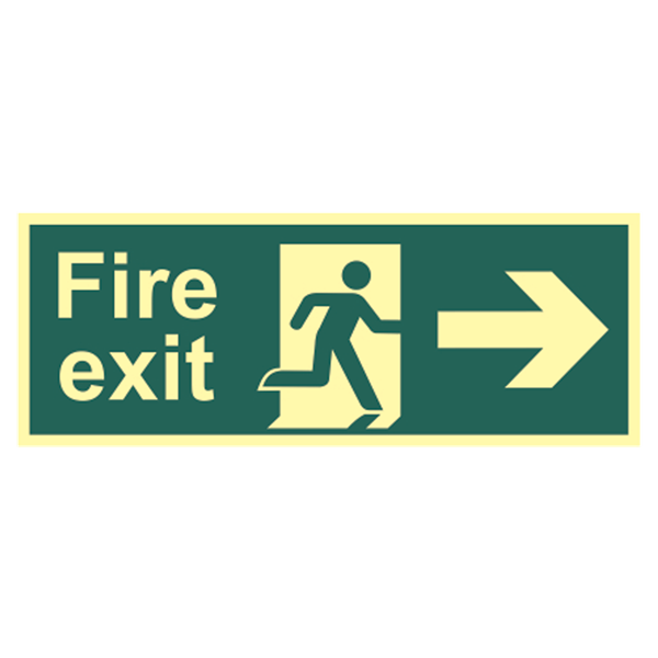 ASEC Photoluminescent Fire Exit Arrow Direction Sign 400mm x 150mm