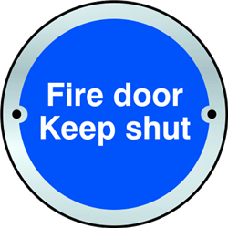 ASEC `Fire door Keep shut` Disc Sign 75mm