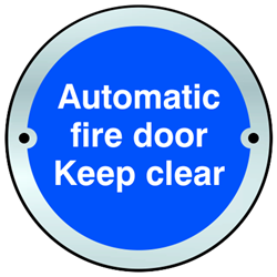 ASEC Sign `Automatic Fire Door Keep Clear` 75mm