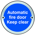 ASEC Sign `Automatic Fire Door Keep Clear` 75mm