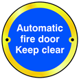 ASEC Sign `Automatic Fire Door Keep Clear` 75mm