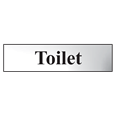ASEC `Toilet` 200mm x 50mm Metal Strip Self Adhesive Sign Chrome