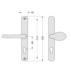 ASEC 68mm Lever Pad UPVC Door Furniture With Snib