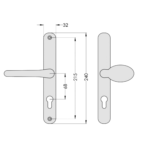 ASEC 68mm Lever Pad UPVC Door Furniture With Snib