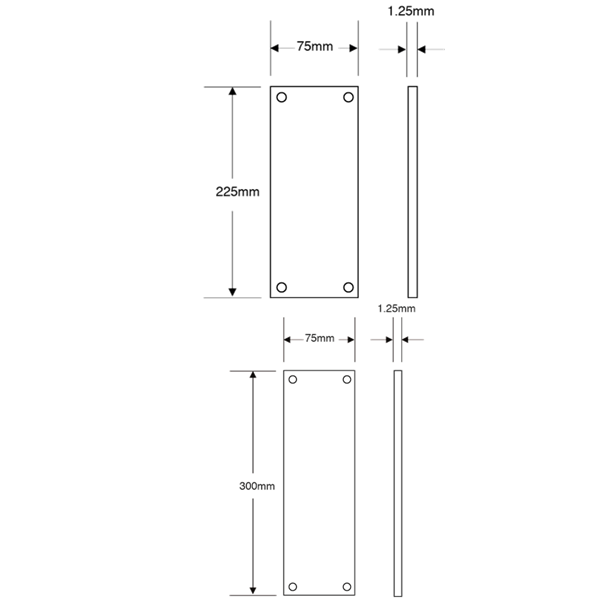 ASEC 75mm Wide Stainless Steel Finger Plate