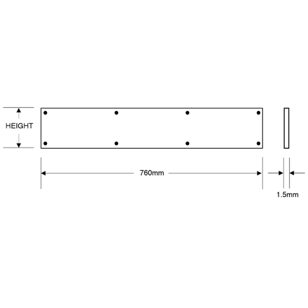 ASEC 760mm Wide Aluminium Kick Plate