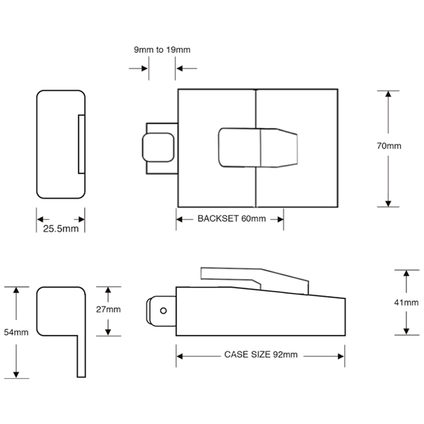 ASEC AS12 Rollerbolt Nightlatch