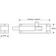ASEC Brass 25mm Wide Straight Barrel Bolt