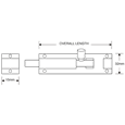 ASEC Chrome 25mm Wide Straight Barrel Bolt