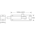 ASEC Aluminium 25mm Wide Straight Barrel Bolt