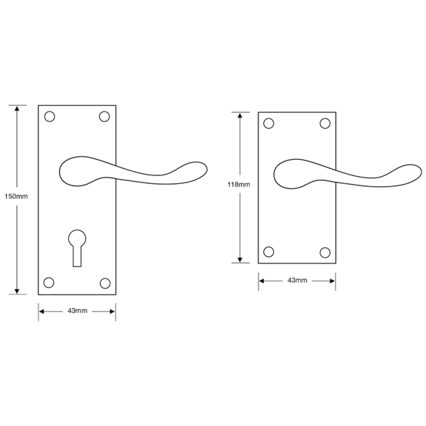 ASEC Victorian Scroll Plate Mounted Lever Furniture