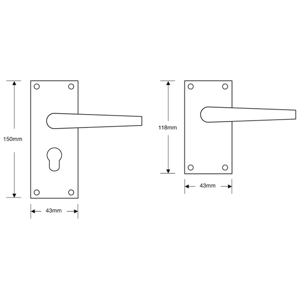 ASEC Victorian Plate Mounted Lever Furniture