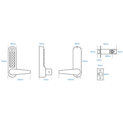 ASEC AS4300 Series Lever Operated Easy Code Change Digital Lock With Optional Free Passage & 60mm Latch