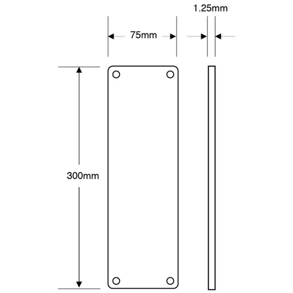 ASEC 75mm Wide Stainless Steel `Push` Finger Plate