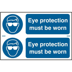 ASEC `Eye Protection Must Be Worn` 300mm x 100mm PVC Self Adhesive Sign