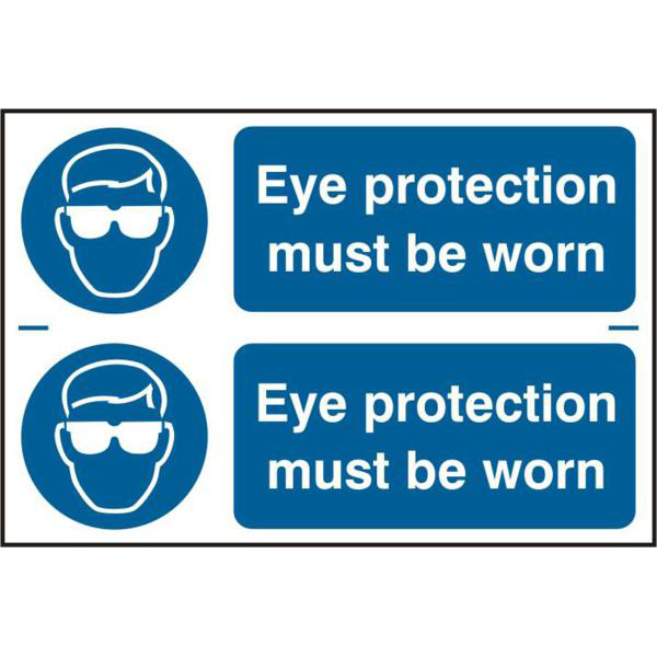 ASEC `Eye Protection Must Be Worn` 300mm x 100mm PVC Self Adhesive Sign