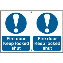 ASEC `Fire Door Keep Locked Shut` 200mm x 300mm PVC Self Adhesive Sign