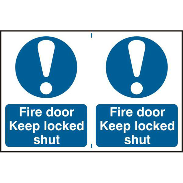ASEC `Fire Door Keep Locked Shut` 200mm x 300mm PVC Self Adhesive Sign