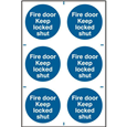 ASEC `Fire Door Keep Locked Shut` 200mm x 300mm PVC Self Adhesive Sign